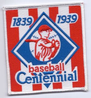 1939 Baseball Centennial Cooperstown, NY 3 3/4 x 4 iron on patch