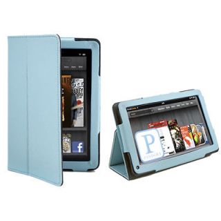 Blue Folio PU Leather Stand Case Cover for Kindle Fire 7 Tablet
