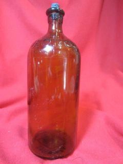 VINTAGE AMBER CLOROX BOTTLE 16 OZ WITH STOPPER