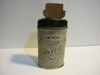 Rare Vintage Antique Lentheric Tweed Talc Powder Tin England   Almost 
