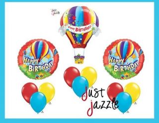 Happy Birthday Hot Air Balloon Shape Party Supply Mylar Foil Latex Set 