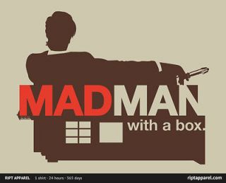   Who Mad Man w/a Box Don Draper Tardis Screwdriver Ript Mens L Tee
