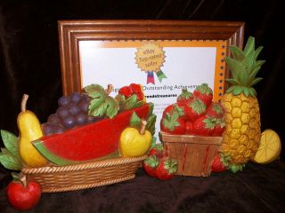 VINTAGE HOMCO 1975 FRUIT WALL PLAQUES HOME INTERIORS KITCHEN 