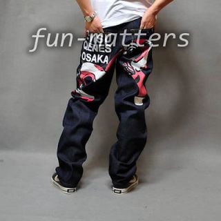 HipHop B BOY Street Dance BIG M Embroidery Pants Jeans Casual 