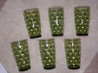 Vintage Green Thumbprint/Hon​eycomb Pattern Drinking Glasses 1.1 LBS 