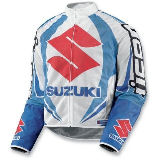 Icon Suzuki Hooligan Jacket Blue Large GSXR Hayabusa Motorcycle Lrg L