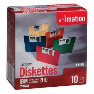 Imation 3.5 Diskettes, IBM Format, DS/HD, 5 Assorted Colors, 10/Box