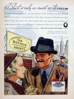   Heusen Collar Attached Shirts Chauffeur Mallory Hat Fedora Print Ad