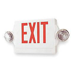 LITHONIA Emergency Exit Sign/Light Combo Red Ltrs High Output Battery 