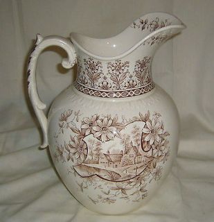 ANTIQUE J.H. WEATHERBY AESTHETIC ORLEANS BROWN TRANSFERWARE WASH WATER 