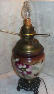 Antique B&H Victorian GWTW Parlor Banquet Oil Kerosene Lamp Electric 