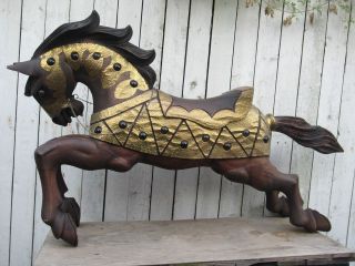 Carousel Stance Racing Wooden Hand Craved Horse