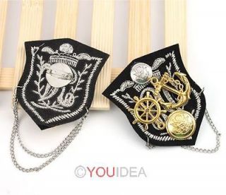 Popular Anchor Navy Cloth Tassels Chain Shoulder Brooch Pin Badge 