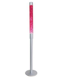 LumiSource Novelty Pink Glitter Floor Lamp Silver w/Tube Glass LPN TWR 