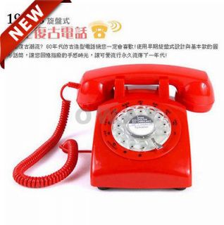   STYLE Retro old fashioned Rotary Dial Home Telephone with Red Color