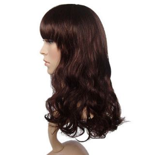 New Popular Neat Bang Medium Curly Cosplay Hair Wig 17.72 inch 