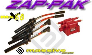 Ignition Kit MSD Coil MSX80 Performance Spark Plug Cables Wires Neon 