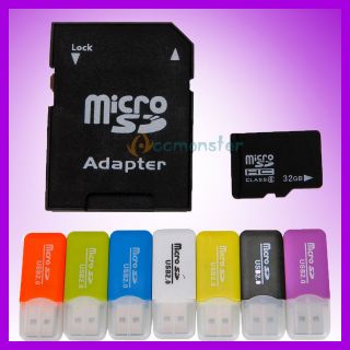   32 GB Micro SD MicroSD SDHC TF Memory Card 32G 32 G + Adapter + Reader