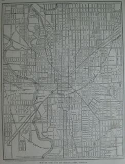   INDIANAPOLIS IN City Map Neat VINTAGE Map with NAMED STREETS