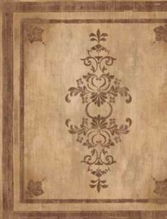 ANTIQUED WOOD PANEL Scroll Design Brown VICTORIAN Distressed Wallpaper 