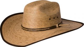 COWBOY HAT ~ Western Toasted PALM LEAF Straw ~ Leather Hatband  Brown 