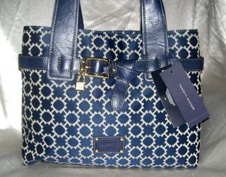 NWT Tommy Hilfiger Navy Blue Signature Shopper Tote Handbag