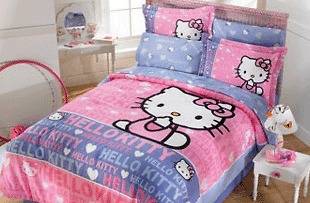 New Purple Pink White Hello Kitty Comforter Bedding Set Full 3PC