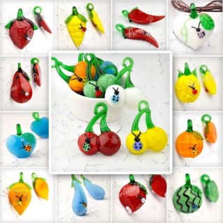 Wholesale Cheap Vegetable Fruit DIY Lampwork Glass Pendants Necklace 
