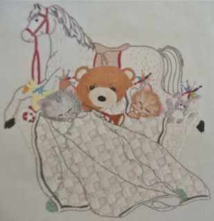 CANDLEWICKING embroidery KIT~KITTENS + QUILT~MIP~Tedd​y Bear,Rocking 