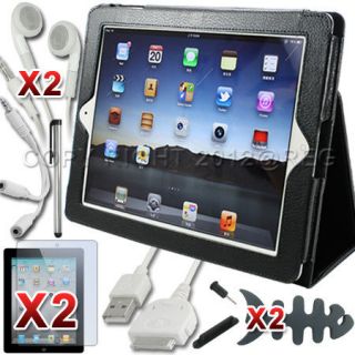   Bundle Smart Cover PU Leather Case Wake Sleep Cable For iPad 3 rd 2