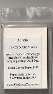 10 ACEO ATC Mini Art Cards 2.5x3.5 Acrylic Artist 246# Linen Canvas 