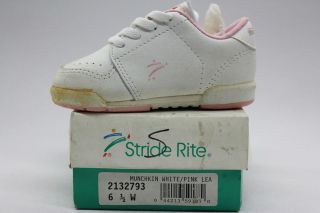 Stride Rite Munchkin White Pink Vintage OG Toddler Shoes Soft Booties