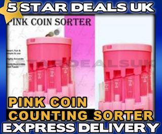PINK AUTOMATIC COIN SORTER COUNTING MONEY MACHINE XMAS