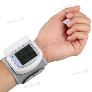 Digital LCD Date Time Wrist Cuff Blood Pressure Monitor Heart Beat 