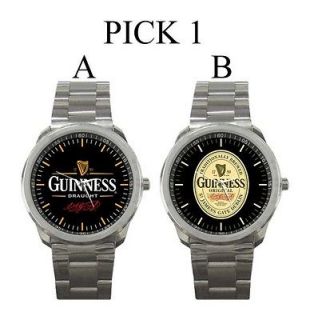 Guinness Beer Dry Stout Logo Design Sport Metal Watch