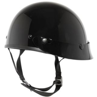Ultra Slim Profile Fiberglass Glossy Black Motorcycle Half Helmet size 