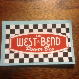 West Bend Power Bee 580 Vintage Engine Decal Go Kart Mini Bike