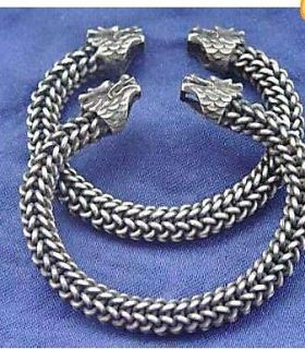 2012 NEW pair Tibetan silver mens dragon head bracelets bangles