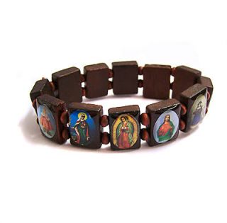 Newly listed Jesus Christ / Holy Saints Wooden Brown Wrist Bracelet 