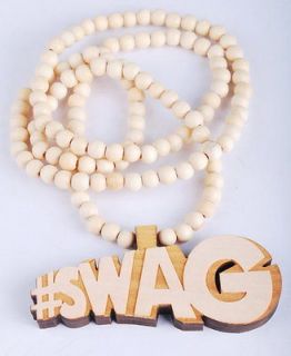 1P Maple SWAG Letter Pendant Hiphop Natural Wood Chain Rosary 