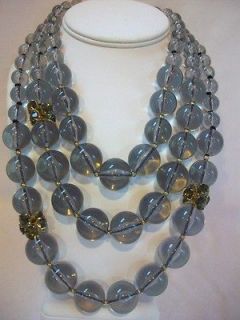 Kate Spade Bowery Ball Gray Gold Crystal Bib Necklace NWT