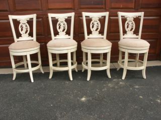 Frontgate Carved Grape antique Cream BAR counter chair Fabric Barstool 