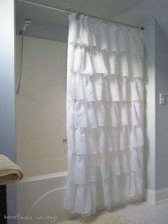 White Chic Shabby Ruffle Shower Curtain   Cottage, Romantic, Crushed 