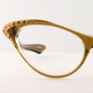   Women Light Brownsmoke Cat Eyeglass Frames France Rhinestones Eyewear