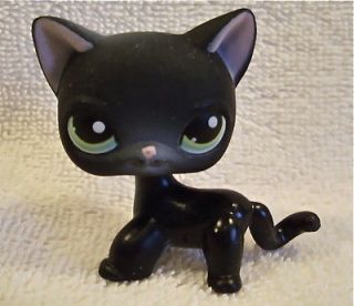   PET SHOP~LPS~BLACK HALLOWEEN SHORT HAIR KITTY CAT~#336~GREEN EYES