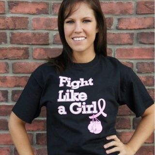 NEW Fight Like a Girl Black T Shirt   Cancer Awareness  Size Large