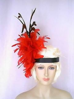 Vegas Flapper Follies Red Black Feather Headband Headpiece