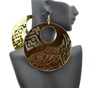 New Poparazzi Inspired Gold Mirror Hoops Earrings Basketball Wives