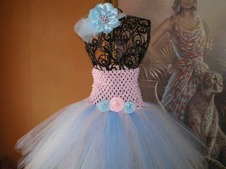BABY GIRL COTTON CANDY (PINK & BLUE) TUTU PHOTO PROP DRESS WITH 