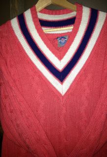 Vuarnet Knit 100% Cotton Vneck Sweater Vintage 80s 90s College 